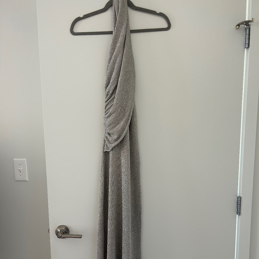 Meshki Silver Halter Gown